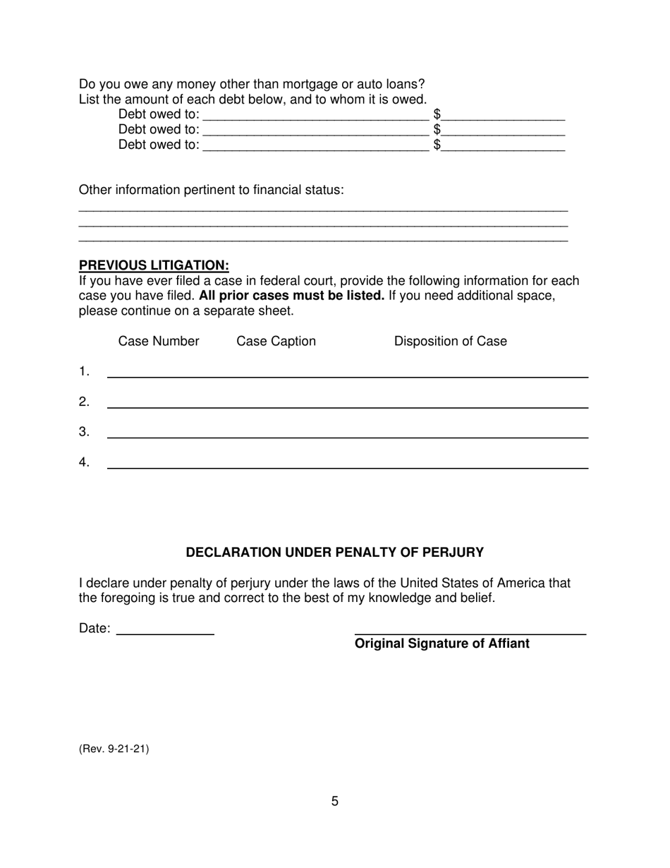 Motion for Leave to Proceed in Forma Pauperis Pursuant to 28 U.s.c. 1915 - Social Security Disability Appeal - Connecticut, Page 5