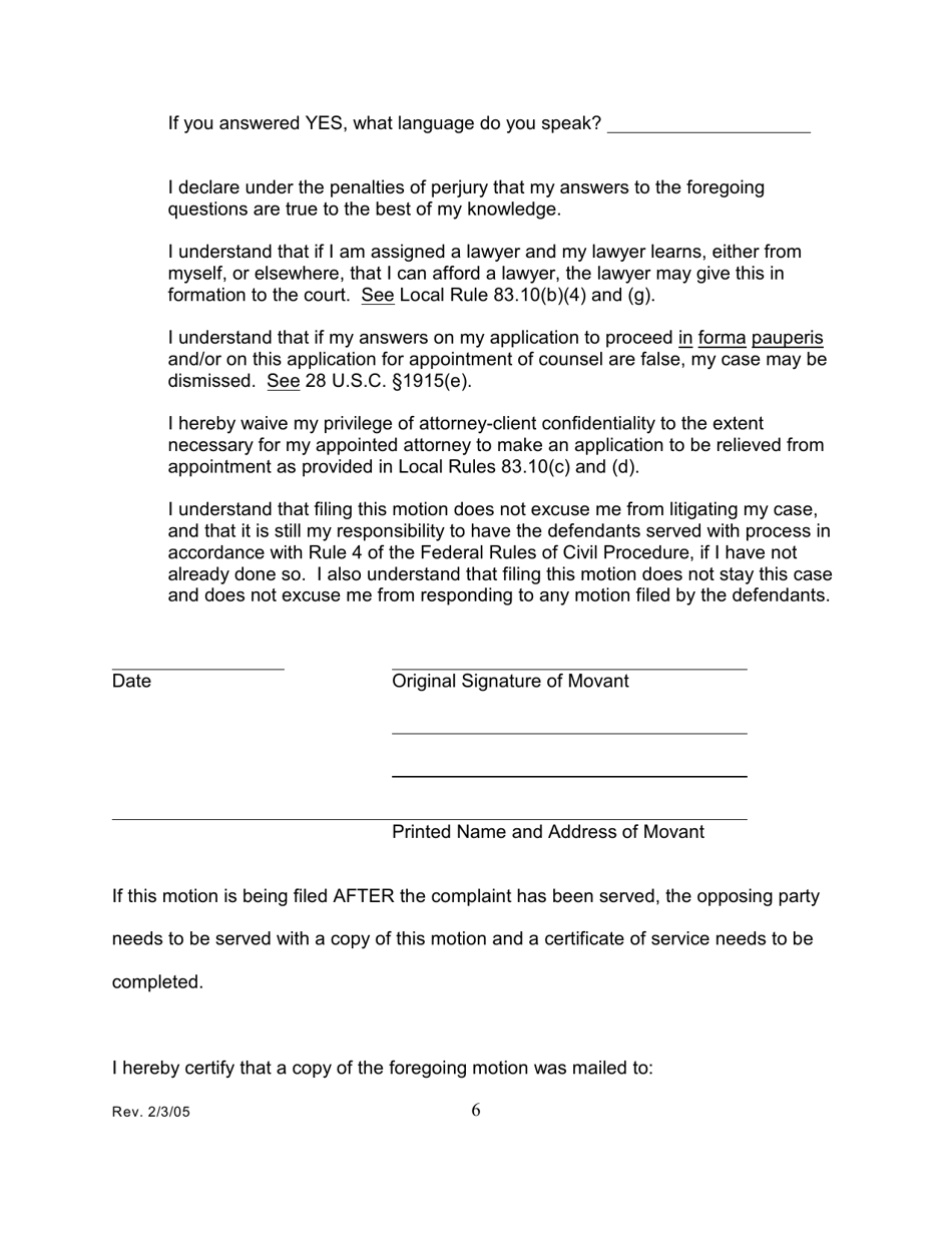 Motion for Appointment of Counsel - Connecticut, Page 6