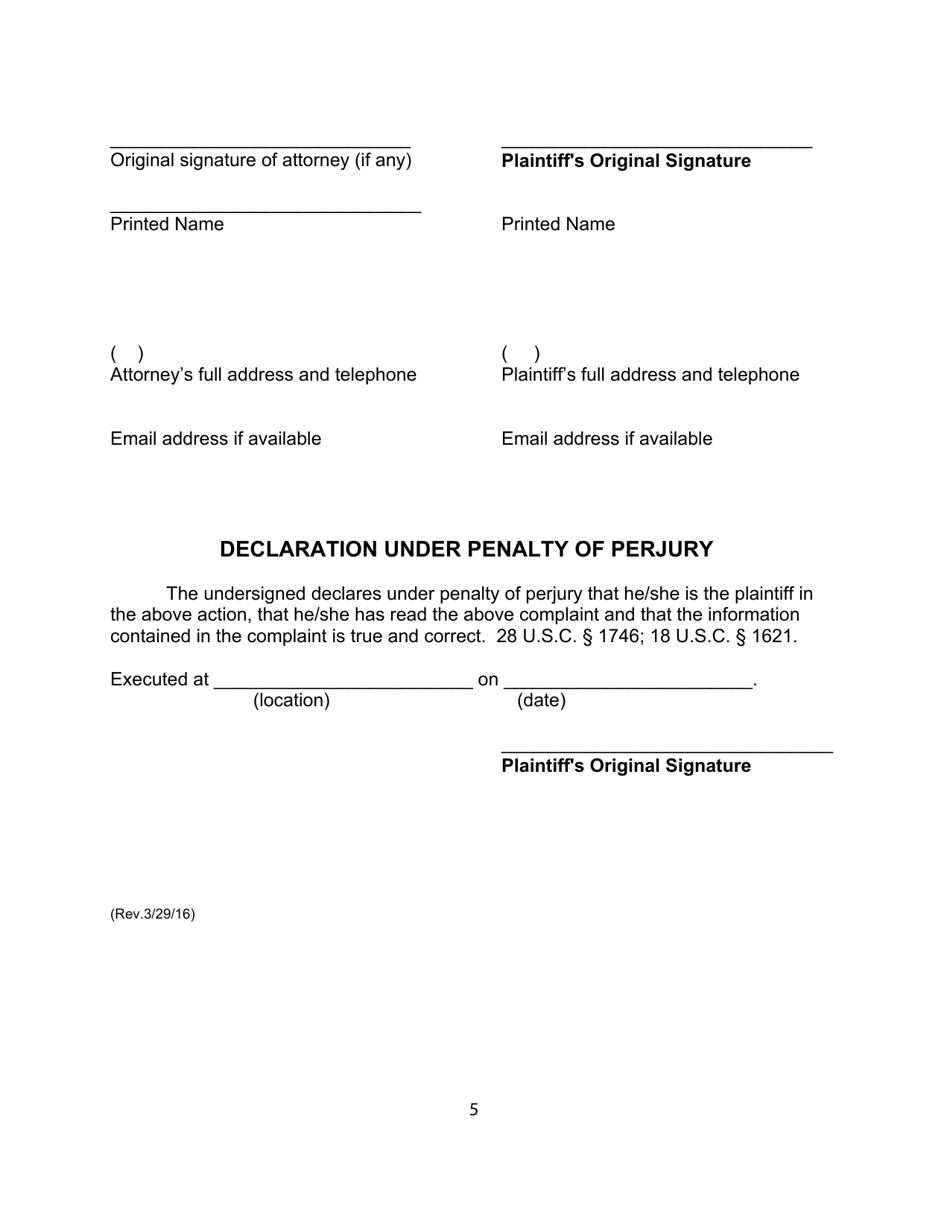 Complaint Form - Connecticut, Page 5