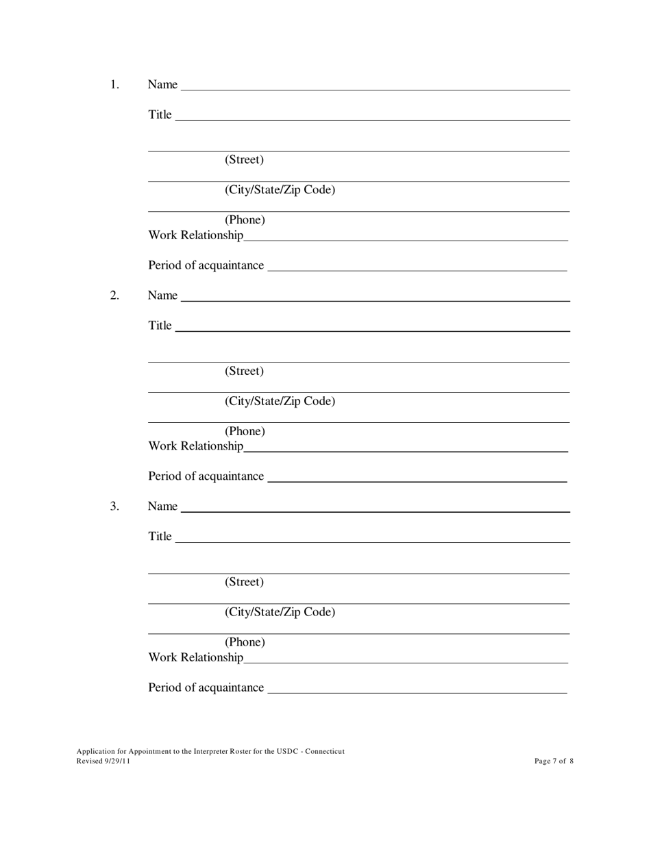 Application for Appointment to the Interpreter Roster - Connecticut, Page 7