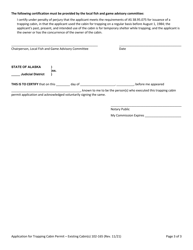 Form 102-165 Application for Trapping Cabin Permit Existing Cabin(S) - Alaska, Page 3