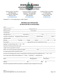 Form 102-143 &quot;Material Sale Application&quot; - Alaska