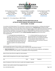 Form 102-4018 Material Site Reclamation Plan or Letter of Intent/Annual Reclamation Statement - Alaska