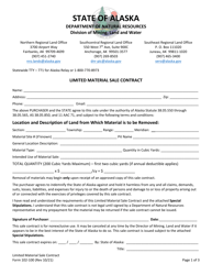 Form 102-100 &quot;Limited Material Sale Contract&quot; - Alaska