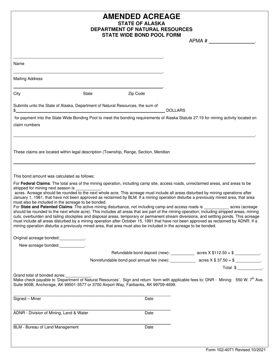 Form 102-4071 - Fill Out, Sign Online and Download Fillable PDF, Alaska ...