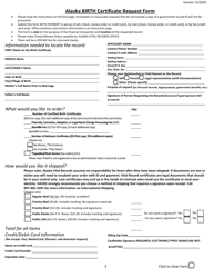 Alaska Birth Certificate Request Form - Alaska, Page 2
