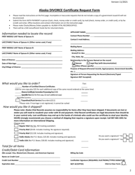 Alaska Divorce Certificate Request Form - Alaska, Page 2
