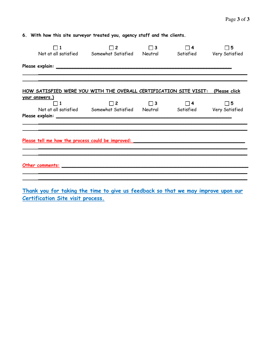 Certification Site Review Satisfaction Survey - Alabama, Page 3