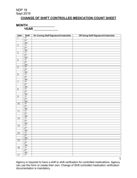Document preview: Form NDP18 Change of Shift Controlled Medication Count Sheet - Alabama