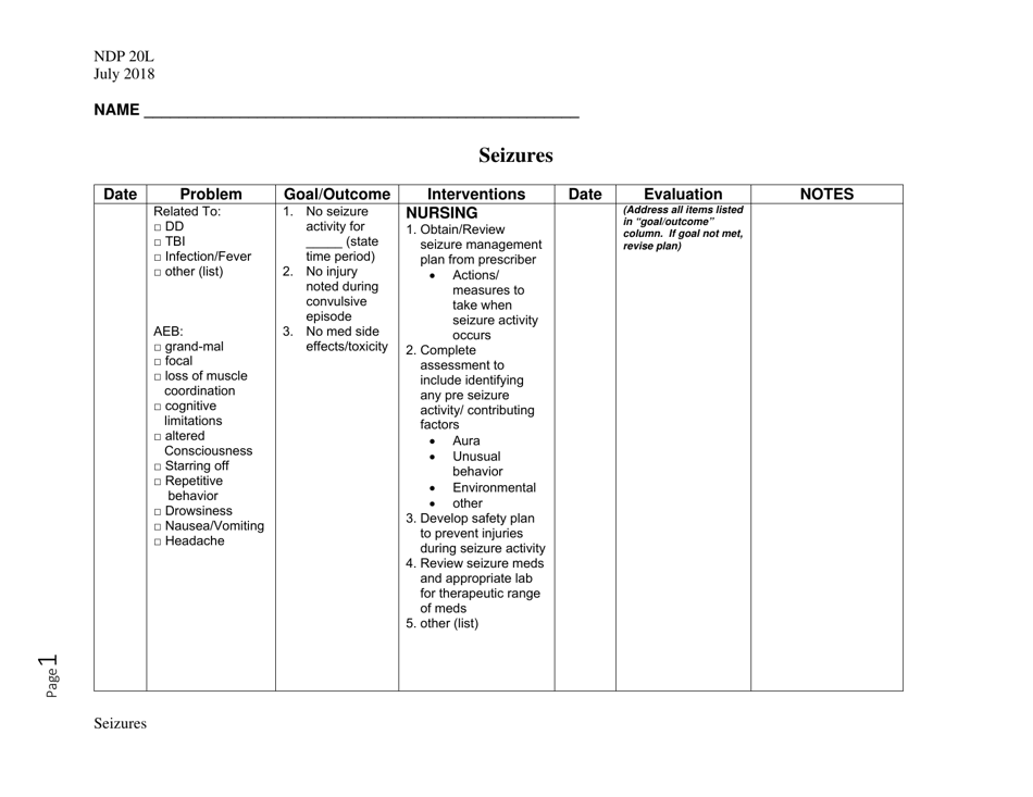 Form NDP20L Seizures - Alabama, Page 1