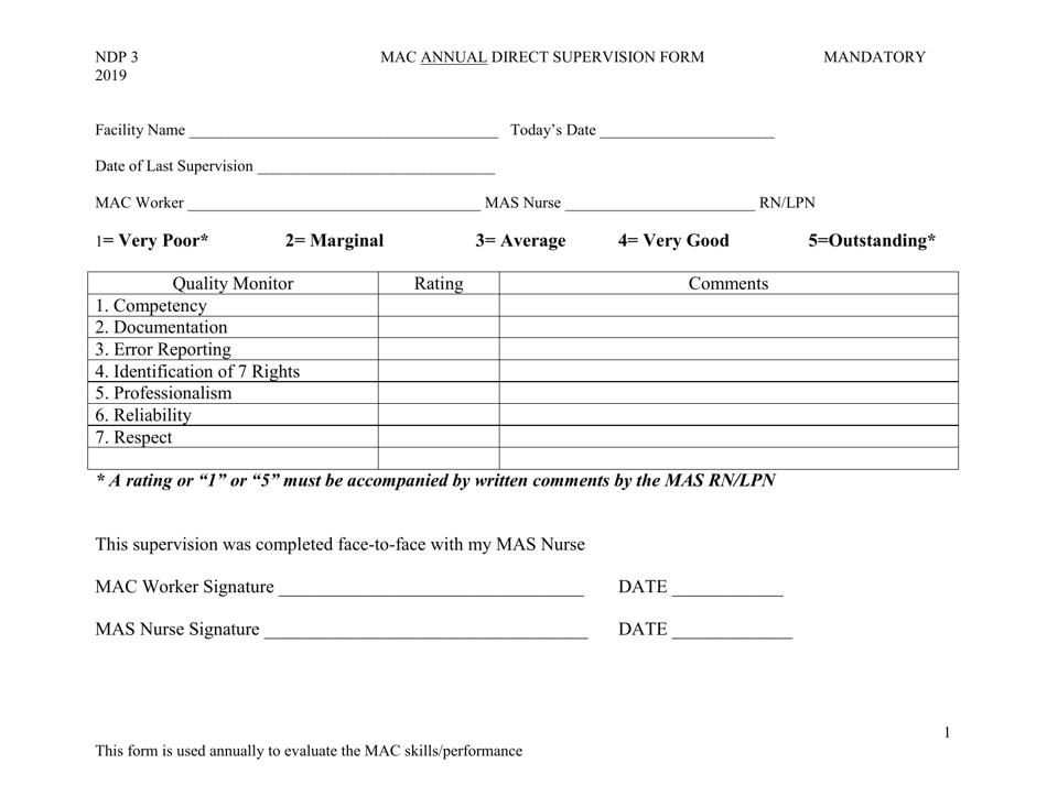 Form NDP3 Mac Annual Direct Supervision Form - Alabama, Page 1