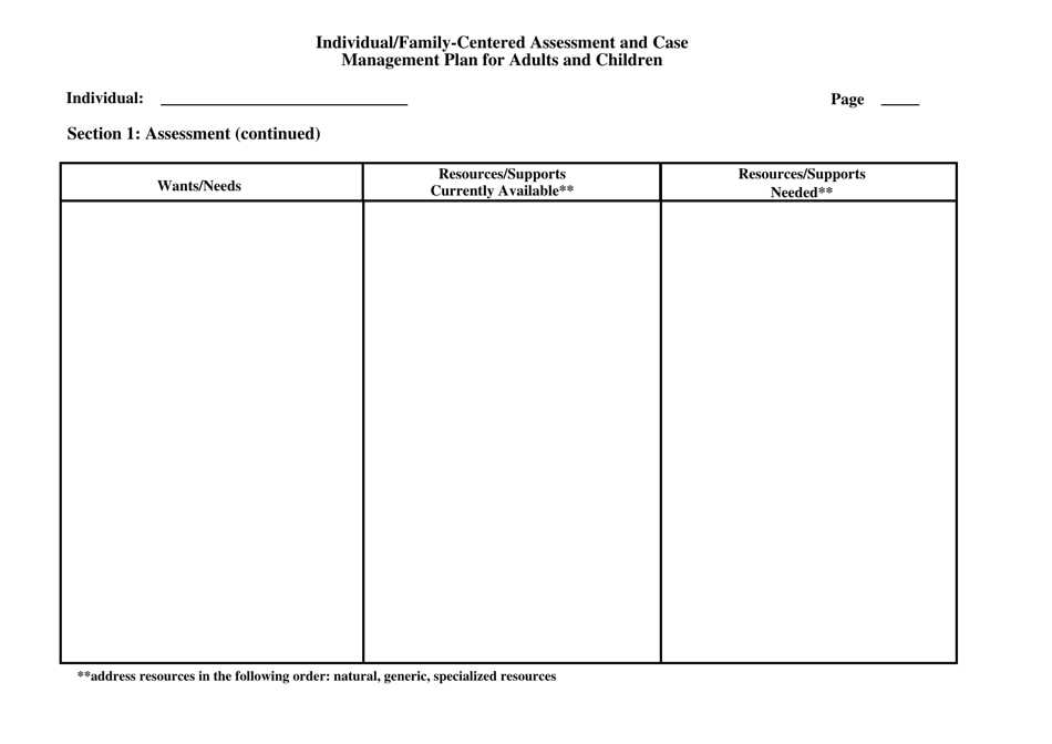 Individual / Family-Centered Assessment and Case Management Plan for Adults and Children - Alabama, Page 2