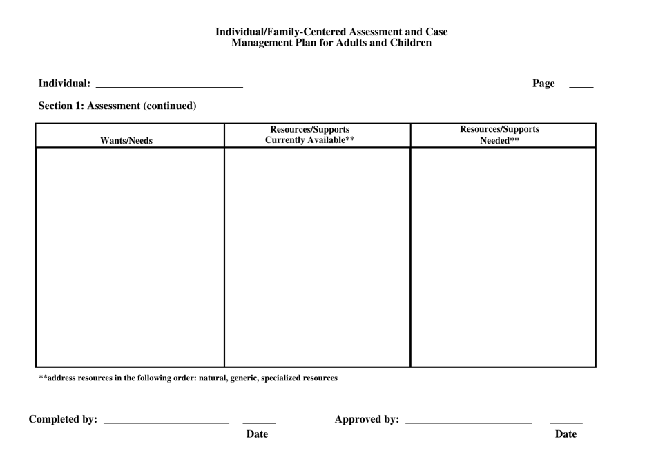 Individual / Family-Centered Assessment and Case Management Plan for Adults and Children - Alabama, Page 3