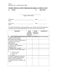 Form NDP13 Nurse Delegation Program Skills Check List - Alabama