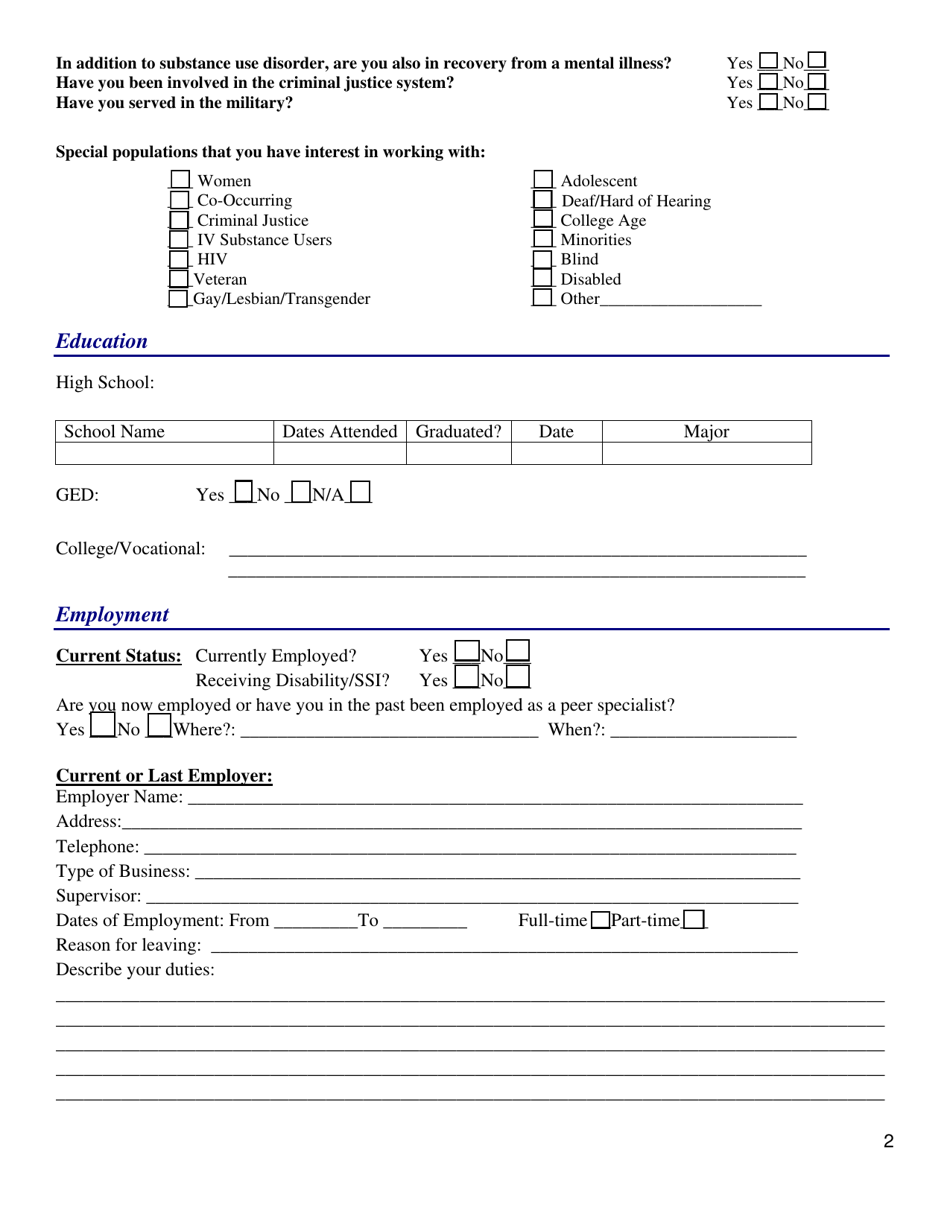 Alabama Certified Recovery Support Specialist Training Application - Alabama, Page 2