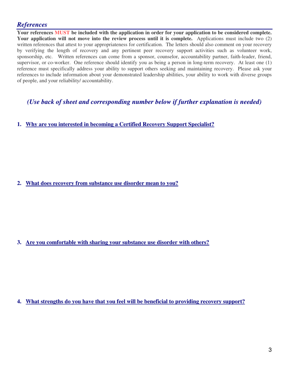 Alabama Certified Recovery Support Specialist Training Application - Alabama, Page 3