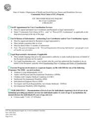 Document preview: Cfc Provider Request Inquiry by a Care Coordinator Checklist - Community First Choice (Cfc) Program - Alaska