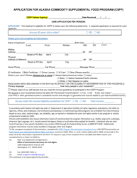Document preview: Application for Alaska Commodity Supplemental Food Program (Csfp) - Alaska