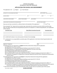 Form 412 &quot;Application for School Bus Endorsement&quot; - Alaska