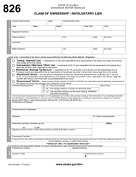 Form 826 &quot;Claim of Ownership/Involuntary Lien&quot; - Alaska