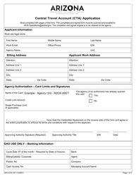 Form GAO-CTA-101 Central Travel Account (Cta) Application - Arizona