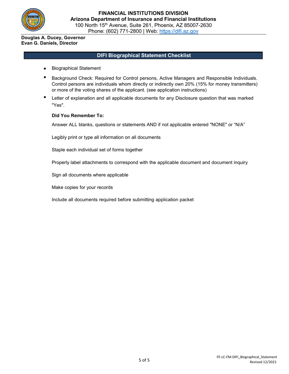 Difi Biographical Statement - Arizona, Page 5