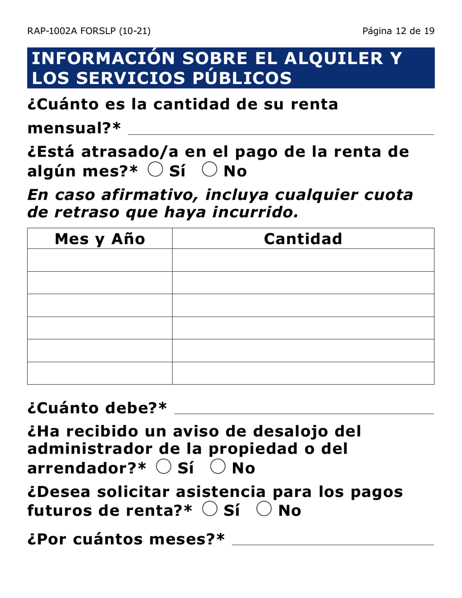 Formulario RAP-1002A-SLP Solicitud Manual Para El Programa De Asistencia De Emergencia Para El Alquiler (Letra Grande) - Arizona (Spanish), Page 12