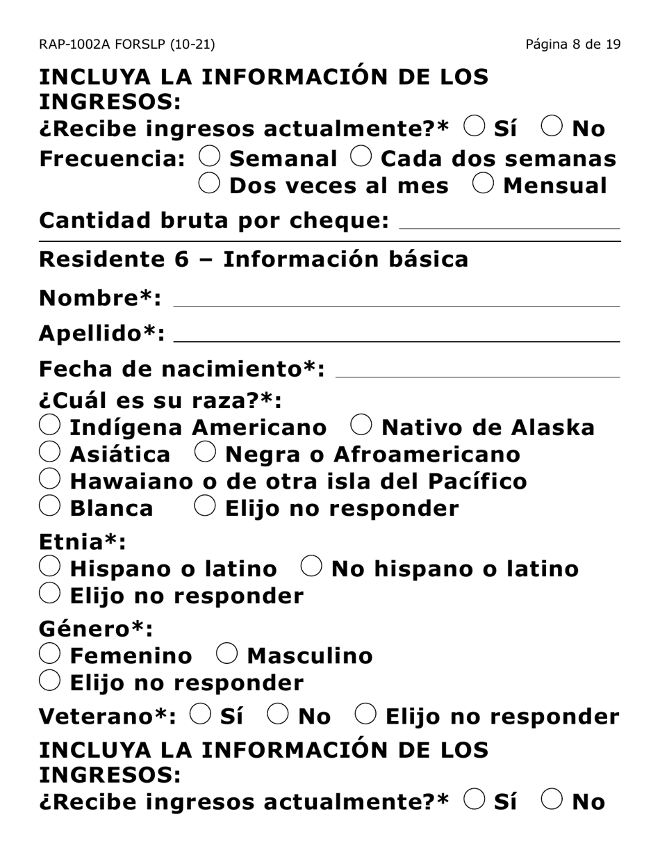 Formulario RAP-1002A-SLP Solicitud Manual Para El Programa De Asistencia De Emergencia Para El Alquiler (Letra Grande) - Arizona (Spanish), Page 8