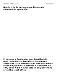 Formulario ASA-1011A-SLP Solicitud De Apelacion - Erap &amp; Lihwap (Letra Grande) - Arizona (Spanish), Page 6