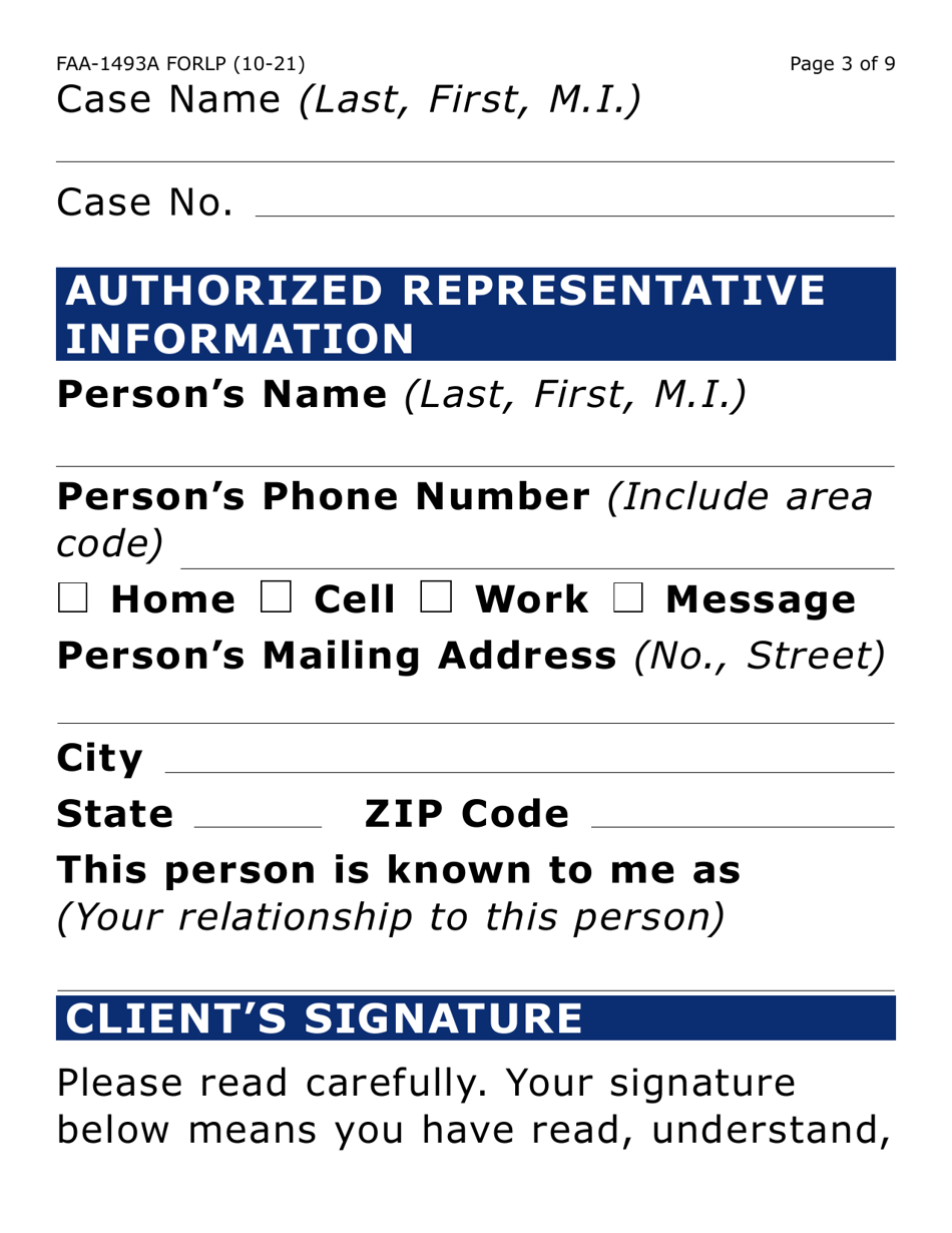 Form FAA-1493A-LP Nutrition Assistance Authorized Representative Request (Large Print) - Arizona, Page 3