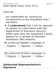 Form FAA-1493A-LP Nutrition Assistance Authorized Representative Request (Large Print) - Arizona, Page 8
