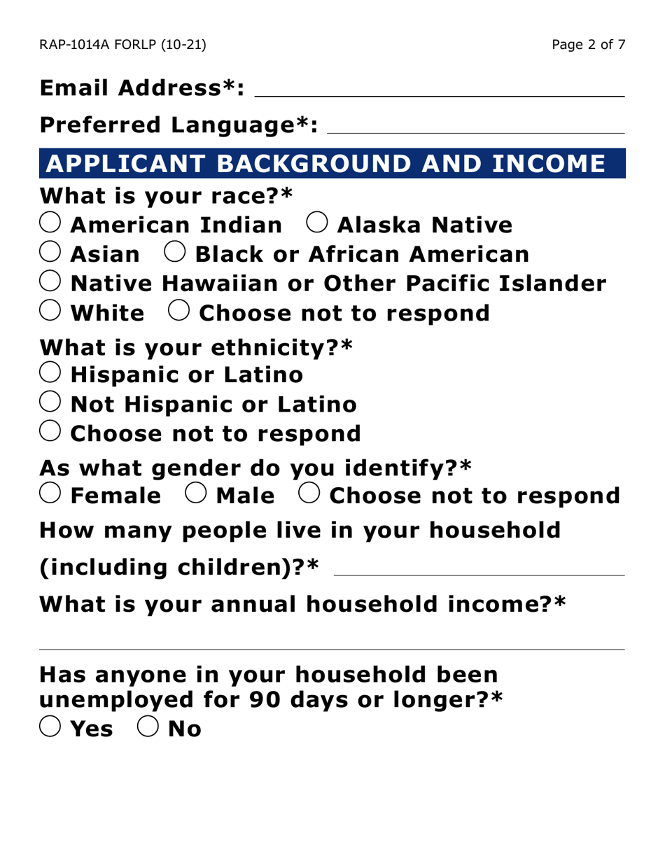 Form RAP-1014A-LP Utilities Only Application - Emergency Rental Assistance Program (Large Print) - Arizona, Page 2