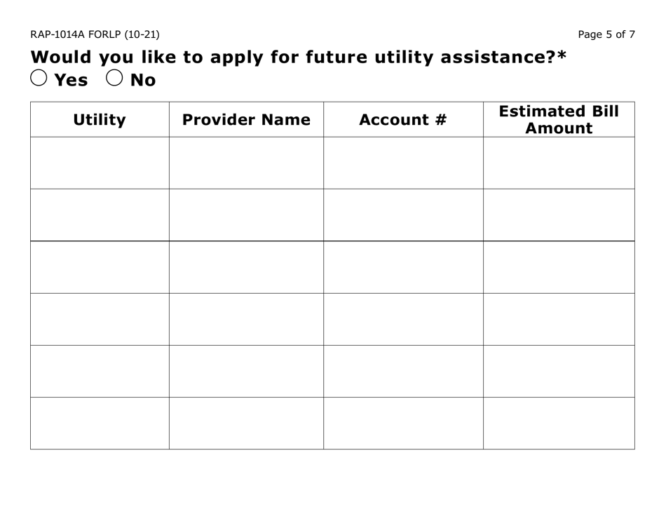 Form RAP-1014A-LP Utilities Only Application - Emergency Rental Assistance Program (Large Print) - Arizona, Page 5