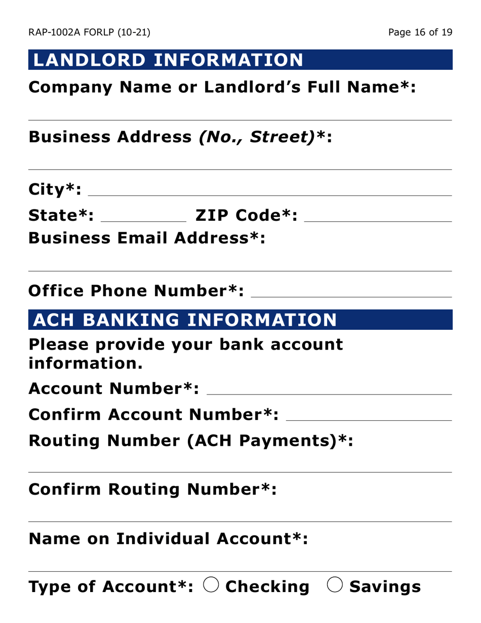 Form RAP-1002A-LP Emergency Rental Assistance Program Manual Application (Large Print) - Arizona, Page 16