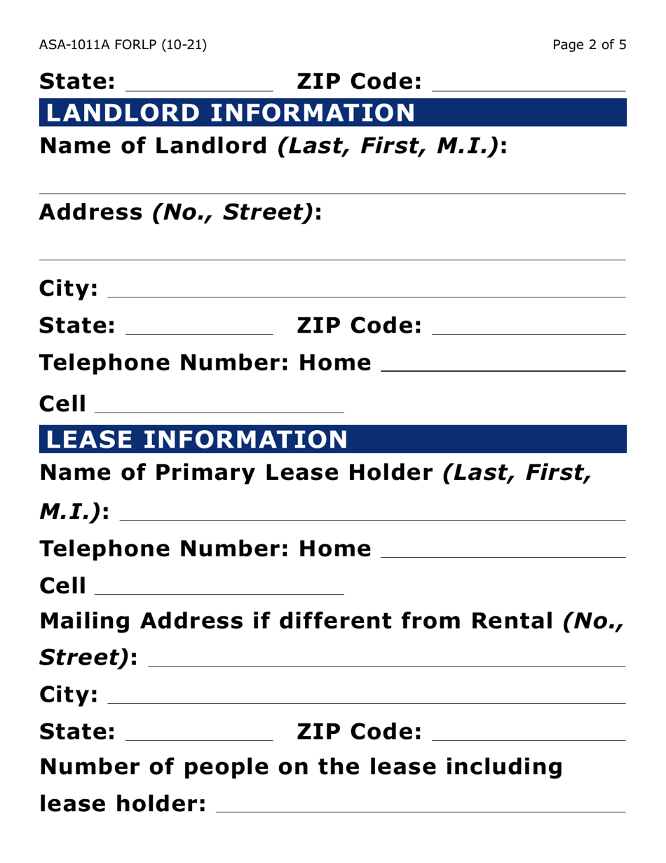 Form ASA-1011A-LP Appeal Request - Erap (Emergency Rental Assistance Program) Lihwap (Low-Income Household Water a Ssistance) (Large Print) - Arizona, Page 2