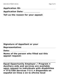Form ASA-1011A-LP Appeal Request - Erap (Emergency Rental Assistance Program) Lihwap (Low-Income Household Water a Ssistance) (Large Print) - Arizona, Page 5