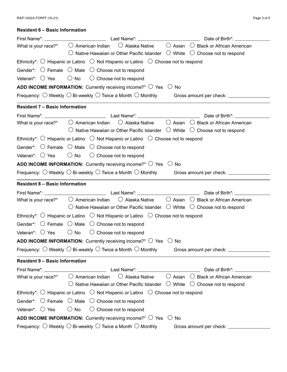 Form RAP-1002A Emergency Rental Assistance Program Manual Application - Arizona, Page 3