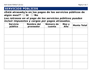 Formulario RAP-1014A-SLP Solicitud Solo Para Los Servicios Publicos (Letra Grande) - Arizona (Spanish), Page 4