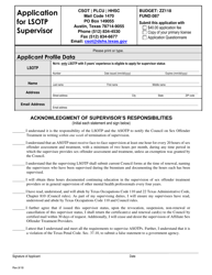 Document preview: Application for Lsotp Supervisor - Texas