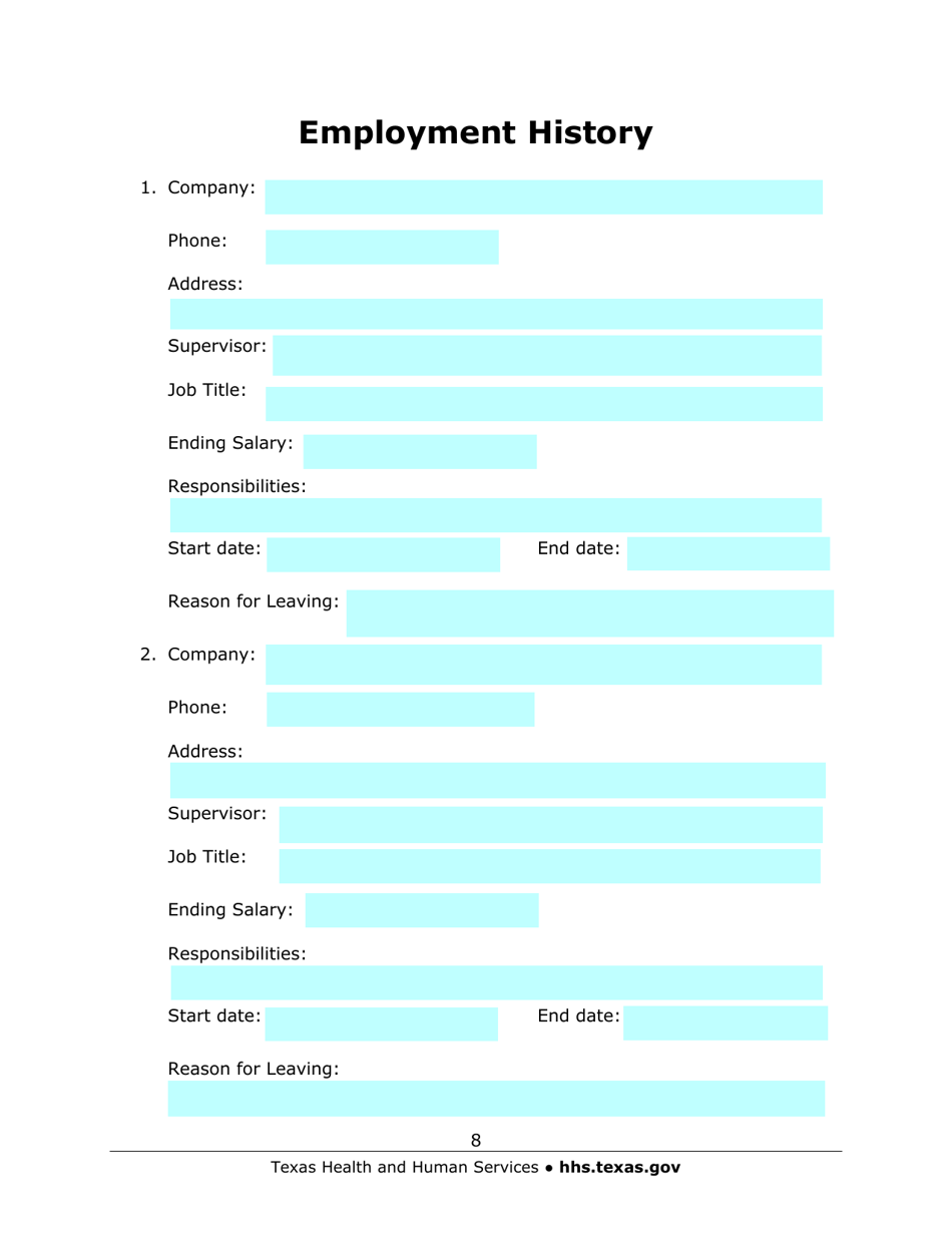 Austin State Hospital Medical Laboratory Science Program Application - Texas, Page 8