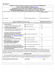 BRC Form 333 &quot;Certification of Small Entity Status&quot; - Arizona