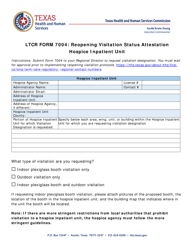 LTCR Form 7004 Reopening Visitation Status Attestation Hospice Inpatient Unit - Texas, Page 7