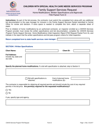 Form D Family Support Services Request - Home Modifications: Written Specifications and Approvals - Texas