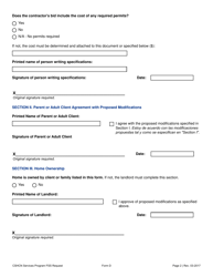 Form D Family Support Services Request - Home Modifications: Written Specifications and Approvals - Texas, Page 2