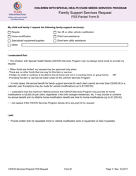 Form B Family Support Services Request - Texas