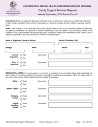 Form C Family Support Services Request - Vehicle Evaluation - Texas