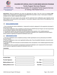 Form G &quot;Family Support Services Request - Provider Documentation for Completed Family Supports Services &amp; Training&quot; - Texas
