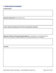 Family Support Services Request - Vehicle Modification Request Checklist Form - Texas, Page 2