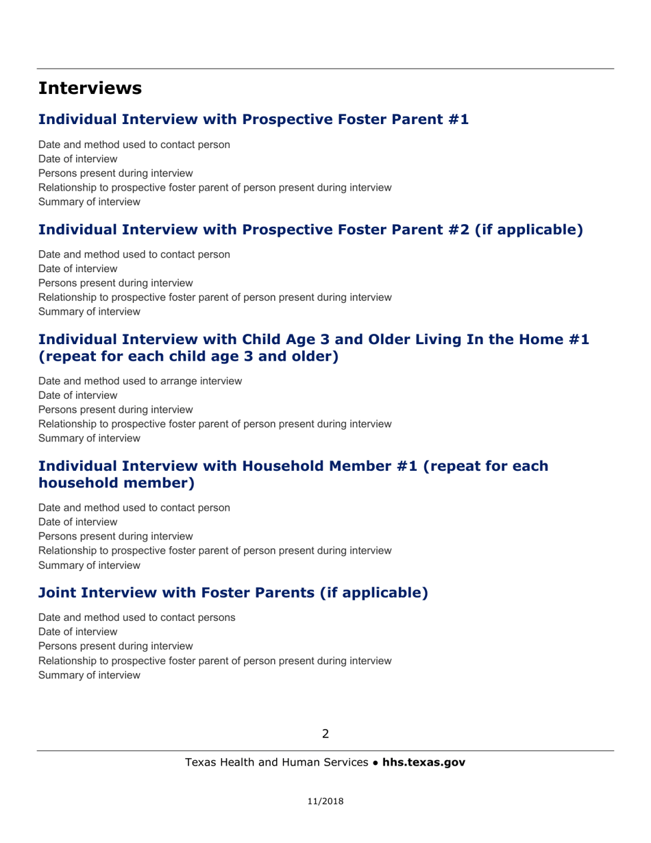 Sample Foster Home Screening Document - Texas, Page 2