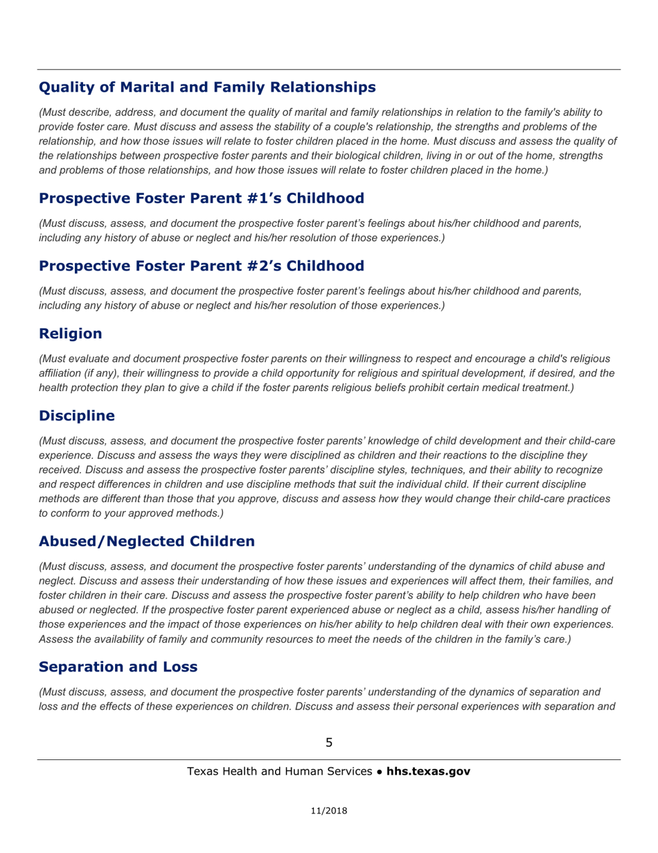 Sample Foster Home Screening Document - Texas, Page 5